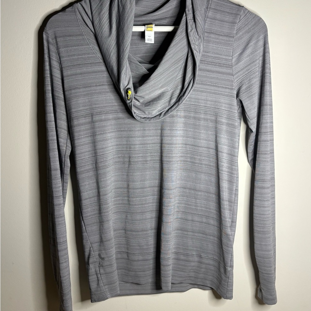 Lole Gray Cowl Neck Women's Ling sleeved running Tee size S